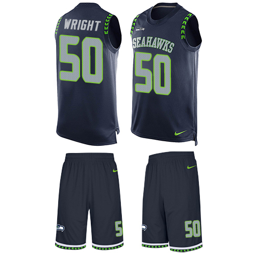 Nike Seahawks #50 K.J. Wright Steel Blue Team Color Men's Stitched NFL Limited Tank Top Suit Jersey - Click Image to Close